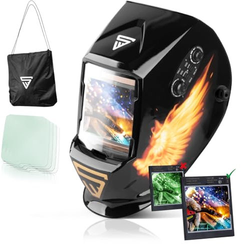 STAHLWERK 3 in 1 Automatik Schweißhelm ST-990 SE Sonderedition Fire Real Colour Helm | Schweißschirm | Schweißmaske | Schweißschild zum professionellen Schweißen, Schneiden und Schleifen