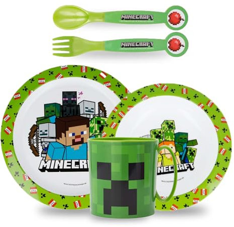 Sorrisini Set Stoviglie per Bambini, Piatti e Ciotole in Plastica, Adatti per Microonde, Design con Licenza, Rosso Minek