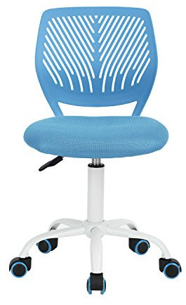 FurnitureR Moderner Computersitz, verstellbar, Drehstuhl, ohne Armlehne, Arbeitszimmer für Kinder, Büro, Zuhause, Blau, Metall, Blau, 38,5 cm x 40 cm x 75 – 87 cm