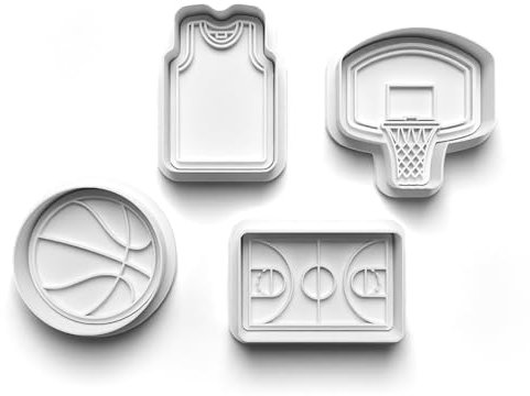 Lot de 4 emporte-pièces sport de basket-ball - Emporte-pièces pour pâte à biscuits - Moule à pâte fondant pour enfants