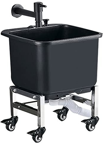 Slop Sinks,Mobile Floor Mop Sink with Rollers, Balcony Bathroom Mop Service Basin Slop Sinks, Multipurpose Sink for Garage or Shop (60cm(2 6in),#2)