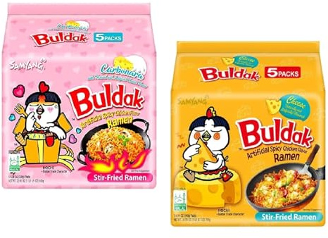 Burgenstern Set Bundle Samyang Ramen 5x Carbonara Hot Chicken Ramen, 5x Nudeln mit Cheese Ramen