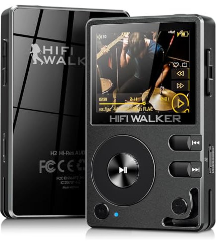 HIFI WALKER H2 128GO Lecteur MP3 Audiophile, Hi-Res FLAC/DSD, DAC, Bluetooth 5.2, Extensible Jusqu’à 512 Go, Boîtier Zinc Solide, Régulateur Alps