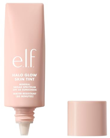 e.l.f. Halo Glow Skin Tint SPF 50, getönte Feuchtigkeitspflege mit leichter, aufbaubarer Deckkraft für einen natürlichen Glow, vegan und tierversuchsfrei, 12 Tan Cool