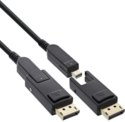 InLine DisplayPort 1,4 AOC-kabel, 8K 4K, 240 Hz, avtagbar kontakt, längd 25 m, 17225O