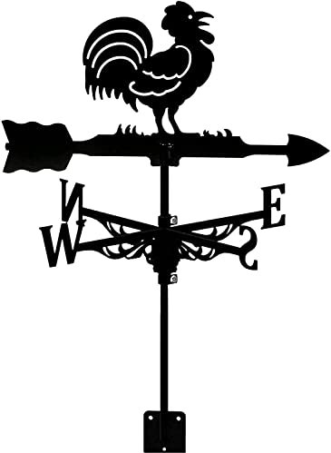 Segnavento a forma di gallo in ghisa con tetto montato, banderuola soffiata a forma di gallo, decorazione in metallo per esterni