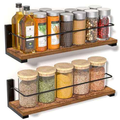 Diwoker Rangement Epices Cuisine, Etagere Porte Epices Murale, Rangement et Organisation de Cuisine, Etagere Murale pour Salon, Bureau (Lot de 2)