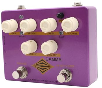 summina GAMMA BASS PREAMP Bass Guitar Effects Pedal with 4-Band EQ Deep Bright Switch Headphone Output for Clean Dynamic Sound True Bypass