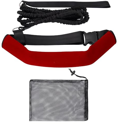 Schwimmgurt für Pool Einstellbare Schwimmwiderstand Gürtel Schwimmhilfe Schwimmtrainer Gürtel Leine für Leash Kinder Erwachsene Zugseil Gegenstromanlage Pool (Rot)