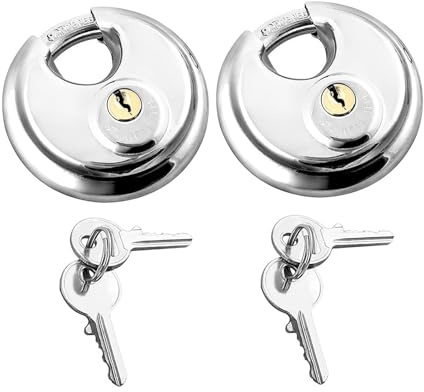 Pevlkawr 2 Stück 70mm Vorhängeschloss Mit Edelstahlschäkel Disc Schloss Anhängerschloss Strapazierfähig Wasserdicht Vorhangschloss Mit Schlüssel Für Burg Wächter