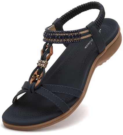 Littleplum Sandales Femme Mode Été Sandales Confortable Plates Strass Bout Ouvert Chaussures
