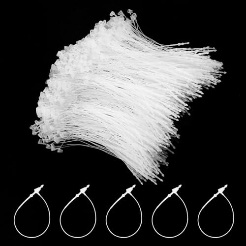 Flintronic 2000 Piezas Hilos de Seguridad Transparente, Bucle de Pasadores de Cierre A Presión Transparente de 10 cm, Sujetador de Plástico para Etiqueta de Precio, para Craft Shows, Blanco