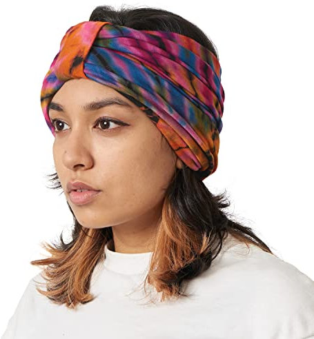 CHARM Tie Dye Stirnband Hippie Mode Elastisch Kopf Wickeln Abdeckung 60'S 70'S Retro Bandana Psychedelisch Blume Muster B