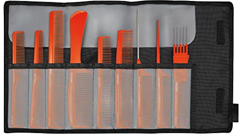 JAGUAR Kammset A-LINE ORANGE 9-teilig antistatisch mit Aufbewahrungs-Etui