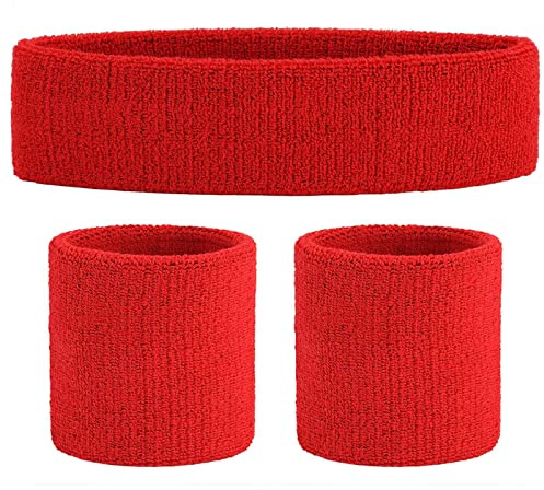 ONUPGO Juego de muñequeras Deportivas para el Sudor, Bandas para el Sudor, Bandas de Rizo para Entrenamiento Deportivo, Bandas para la Cabeza, Absorbe la Humedad, Absorbe el Sudor