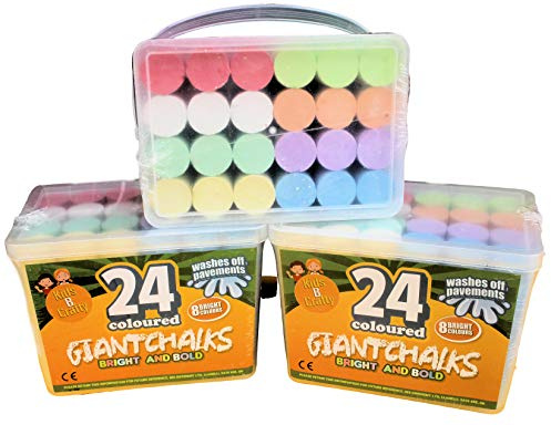 Outdoor Coloured Chalk for Kids – 72 Jumbo Pavement Chalk Sticks – Giant Washable Chalks for Garden, Playground, Sidewalk & Classroom Activities