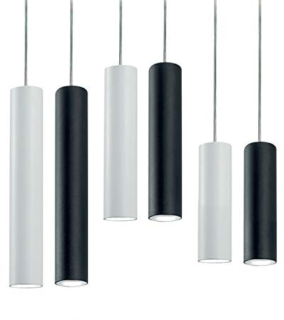 L+ Pendelleuchte Zylinder H30 für die Decke, moderner Sockel GU10, Lampenschirm aus weiß lackiertem Metall Modern H30 cm Schwarz