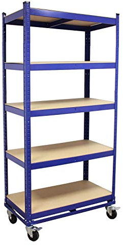 Etagenwagen Transportwagen mit 5 Eben | 195x90x45 cm | Traglast 750 kg | Magazinwagen Kommissionierregal Regal Lagerregal Garagenregal Werkstattregal Kommissionierwagen