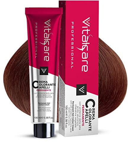 Vitalcare Professional - Colorazione Permanente Professionale, Crema Colorante Capelli, Tintura Capelli con Proteine della Seta, n° 6/4, Biondo Scuro Rame, 100ml