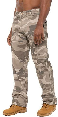 BRAND KRUZE Pantalon Cargo Combat pour hommes KZ116 Camouflage Vert Effet Camouflage Pantalons Jeans Toutes Tailles, beige, 34W / 34L