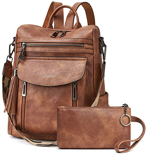 Shrrie Rucksack und Geldbörse für Damen, modischer Rucksack aus Leder, Designer-Reiserucksack, wandelbare Schultertasche, (L)12.5 x (W) 5 x (H) 13 inches