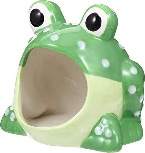 Norhogo Cartone animato piccolo animale domestico in ceramica criceto nido critter bagno rana a forma di gabbia accessori in ceramica per nano, criceti, gerbilli, piccoli animali, verde