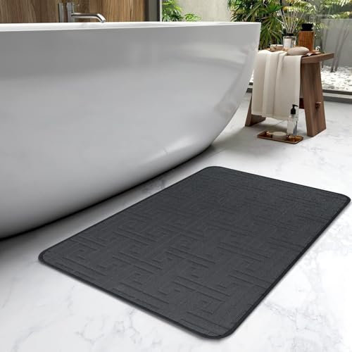 KAZOLEN rutschfeste Badematte Absorbierende Badezimmerteppich Waschbar: 40 x 60 cm schnelltrocknende Badteppich Badvorleger Duschvorleger für Badewanne, Duschraum und Badezimmer, Toilette, Dunkelgrau