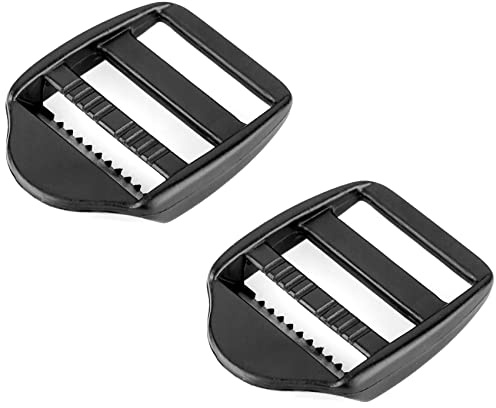 SolaDirect 2 x Ladderlock Rucksack Sliders Buckles for 30 mm / 1.18″ Webbing Strap, Black, Plastic