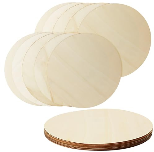 MUKCHAP 20 PCS 12 Inch Unfinished Round Wooden Circles, 30cm Blanks Round Plywood, 2mm Thin Wood Discs for Crafts, Ornaments, DIY Project