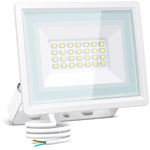 Aigostar 20W LED Floodlight, 1650 Lumen Outdoor Security Light, Waterproof IP65 Flood Lights 6500K Cool White LED Outdoor Lights, Ultra Thin Flood Light for Front Door Garden