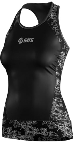 SLS3 Triathlon Top Women - Premium Pro Womens Tri Top, Breathable & Quick Dry - Sleeveless Triathlon Jersey with Slim Athletic Fit, No Shelf Bra (Mono, M)