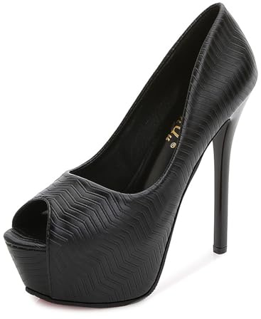 Peep Toe Pumps Scarpe con Tacco E Plateau Tacco A Spillo Décolleté Donna Scarpe col Tacco Donna 12/14cm da Matrimonio Ufficio Feste Sexy Scarpe (Mandorla 12CM,34)