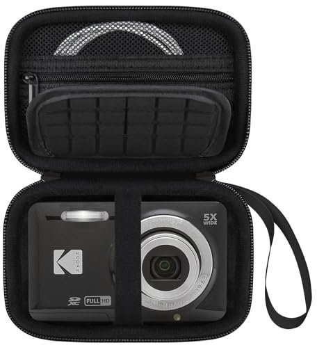 Elonbo Boîtier de Transport pour Appareil Photo numérique Kodak pixpro fz55 / fz53 / FZ45 / fz43 16mp, vlogging Sac de Rangement pour Appareil Photo, Sac en Filet pour Batterie, câble, Noir