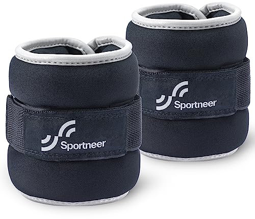 Sportneer Ankle Weights, 2 x 2 kg, Black, Polyester, WEARABLE_WEIGHT, Minimalist, Ankle & Wrist Weights for Fitness, Dancing, Running, Walking, CrossFit