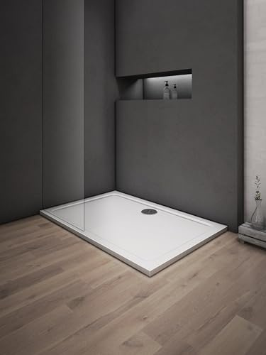 Receveur de douche blanc - 100x90x3cm - rectangulaire - Bac à douche extra plat - Antidérapant