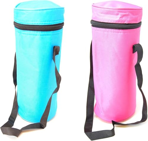 HIDALGO Bolsas Térmicas para Botellas con Correa, 1.5-2 litros, Pack de 2, Azul y Rosa 2L