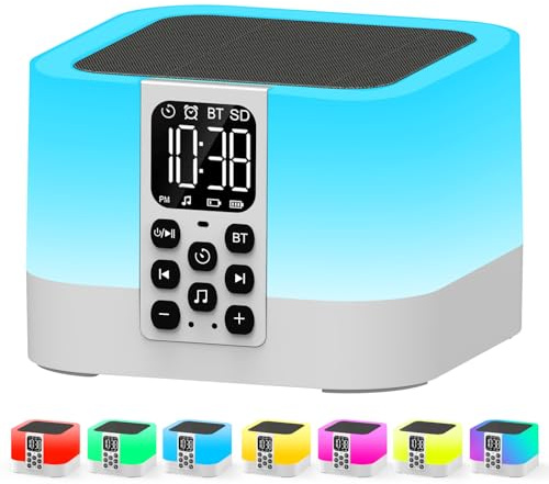 AFEXOA Bluetooth-högtalare med väckarklocka och 30 naturliga ljud & touch-nattlampa för kvinnor flickor barn väckarklocka med sömntimer, wecler med ljus för sovrum barnrum