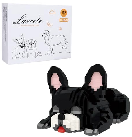 Larcele 1045 Pièces Micro Blocs de Construction Kit, Bricolage Mini Blocs de Briques Jouet Set pour Les 12 Ans et Plus KLJM-02 (Bouledogue Français)