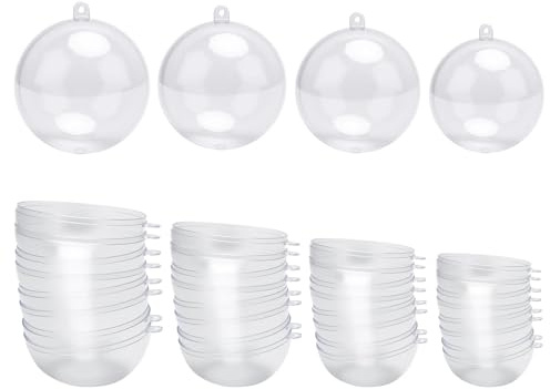 WOKICOR 20 bolas de plástico transparentes de 3 cm, 4 cm, 5 cm, 6 cm, bolas de Navidad, bolas de plástico para rellenar (3, 4, 5 6 cm)