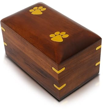 PETCUTE Urna de Madera para Cenizas de Perro,Urna de Madera Personalizada para Cenizas de Mascotas,con Marcas de Garras de Cobre,Recuerdo Conmemorativo,Caja de Urna de Cremación Funeraria
