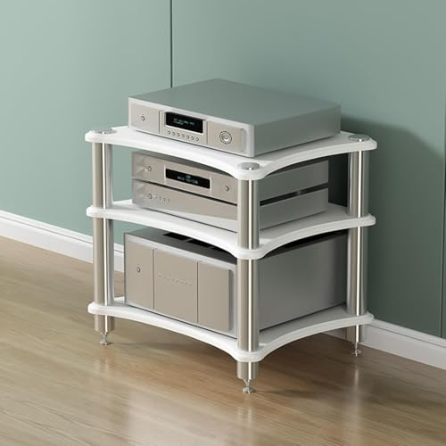 Supporto per armadio stereo in legno - Mensola angolare per media AV a 4 livelli, rack per giradischi, console di intrattenimento a torre hi-fi (dimensioni: 60 x 48 x 40 cm, colore: B)