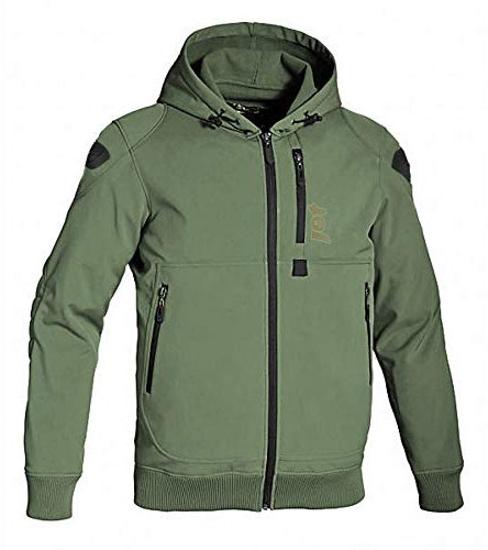 Jet Motorradjacke Sommer Hoodie Kapuzenpullover Mit Protektoren Soft Shell (S (EU 46-48), Olivgrün)