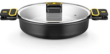 BRA Daily Pro Cacerola baja 24 cm aluminio fundido, antiadherente sin PFOA, apta para todo tipo de cocinas e inducción