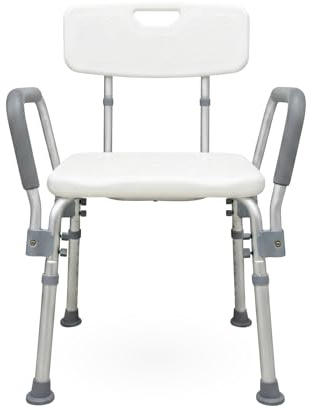 Sedia per Doccia con Schienale e Braccioli Estraibili per Anziani o Bambini - Altamente resistente, Design Antiscivolo - Ergonomica - Vasca da Bagno