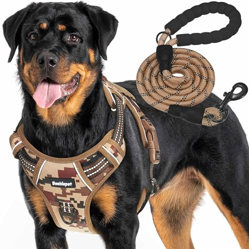 Beebiepet Tactical No Pull Dog Harness with Leash, X-Large, Desert Camo