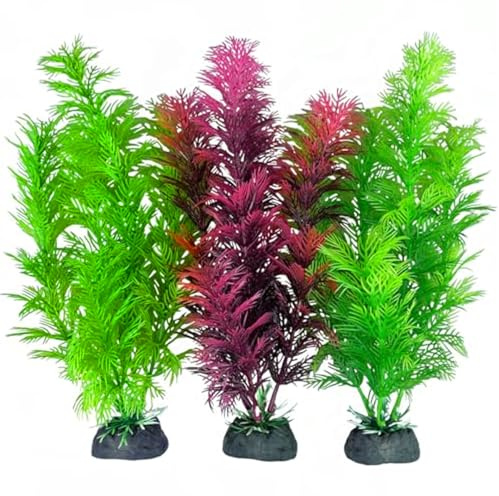 Konstgjorda akvarieväxter 3 st 30 cm plast akvarium växter med bas verklighetstrogna gröna växter akvarium växter plast akvarieväxter för akvarium dekoration husdjurstillbehör