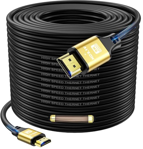 jojobnj 30M Cable HDMI Long, 8K@60Hz 4K@120Hz, Câble HDMI 2.1 Ultra HauteVitesse avec Connecteurs Plaqués Or, Boîtier en Aluminium Pour TV/Moniteur/Projecteur/Jeux vidéo/Ordinateur/Cinéma Maison