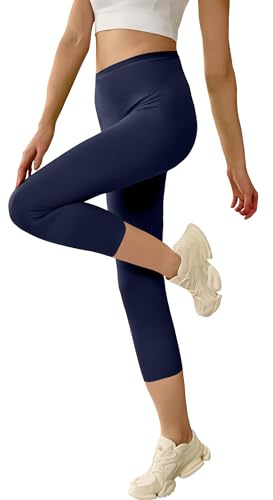 Geyuwoz Leggings Femme 3/4 Legging Court Femme Taille Haute Capri Leggins Opaque Pantalon Corsaire Femmes Sport Short Cycliste Yoga Fitness MBU M