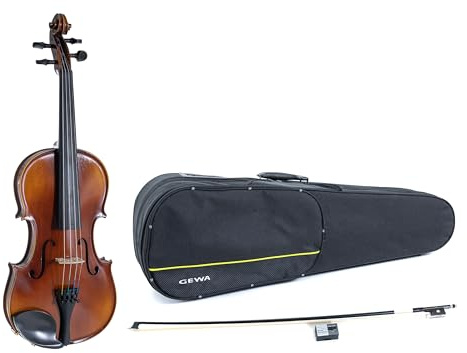 GEWA Set Violino Allegro VL 1 – 4/4 pronto per suonare, acero massello europeo e abete europeo, verniciato a mano, arco in carbonio, corde Larsen Aurora, custodia per violino