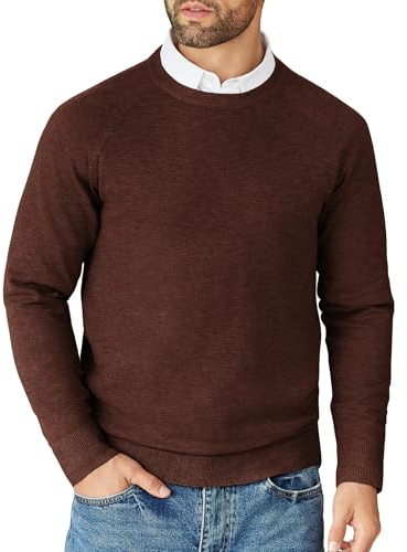 COOFANDY Maglioni Uomo Girocollo Maglione a Maglia Casual Felpa Firmati a Maniche Lunghe Maglione da Lavoro Uomo Estivo Sweater Business Marrone XXL